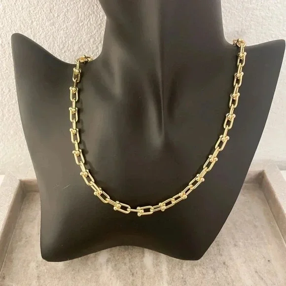 925 Sterling Silver U Link Necklace Chunky Link Necklace Modern Necklace - Picture 8 of 8